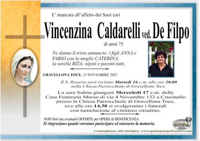 Vincenzina Caldarelli ved. De Filpo
