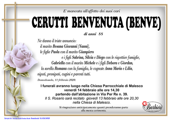 annuncio Cerutti Benvenuta
