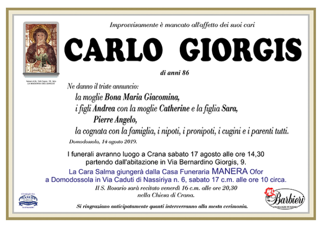 annuncio Giorgis Carlo c