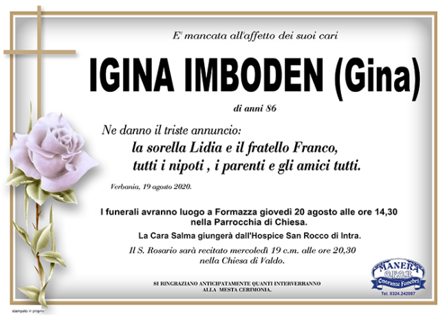 annuncio Imboden Igina