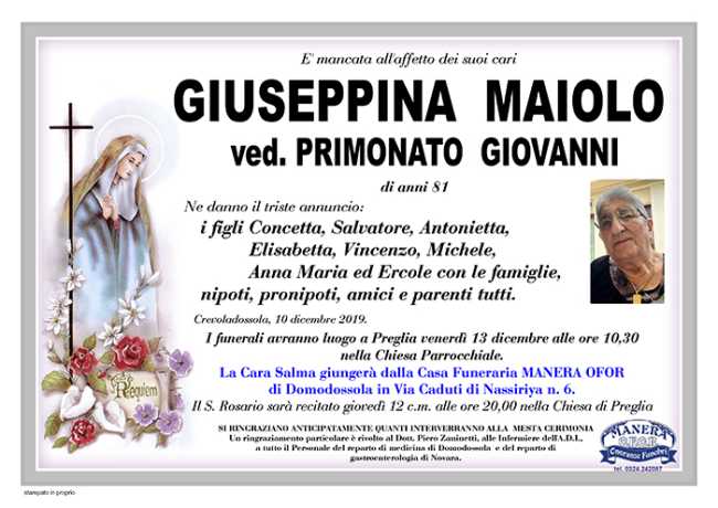 annuncio Maiolo giuseppina