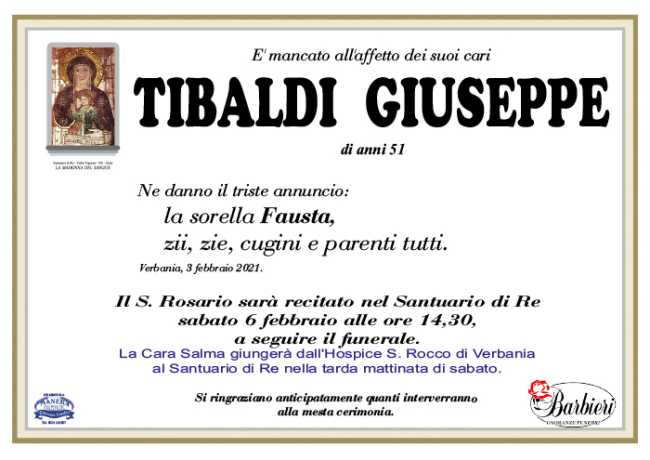 annuncio Tibaldi Giuseppe