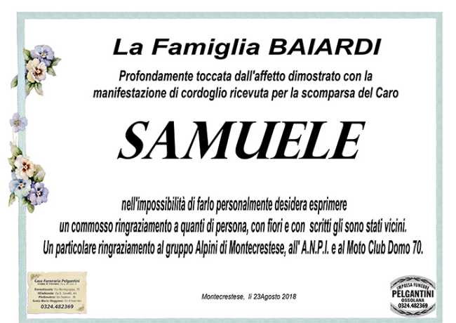 baiardi ringraziamento