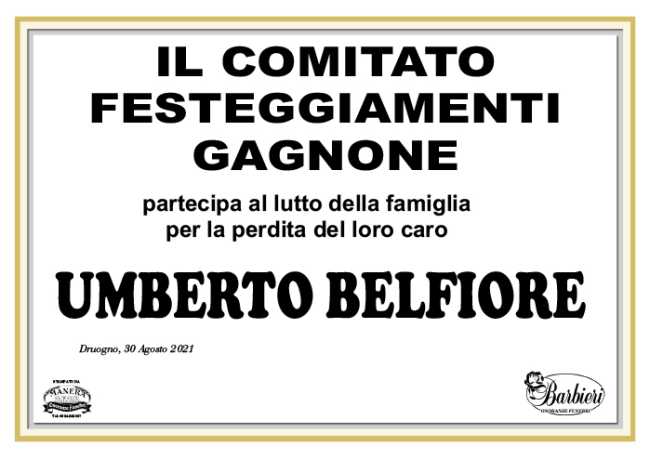 belfiore COMITATO FESTEGGIAMENTI GAGNONE Umberto Belfiore