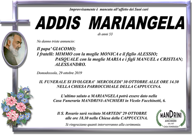 funebre ADDIS MARIANGELA