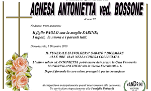 funebre AGNESA ANTONIETTA bossone