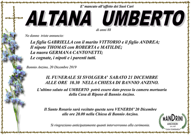 funebre ALTANA UMBERTO