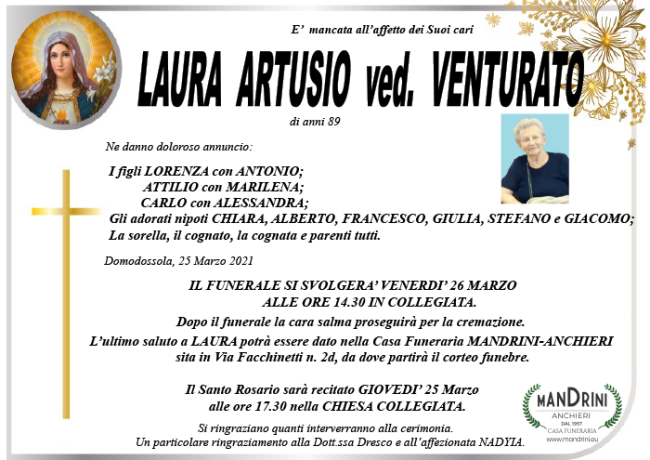 funebre ARTUSIO LAURA