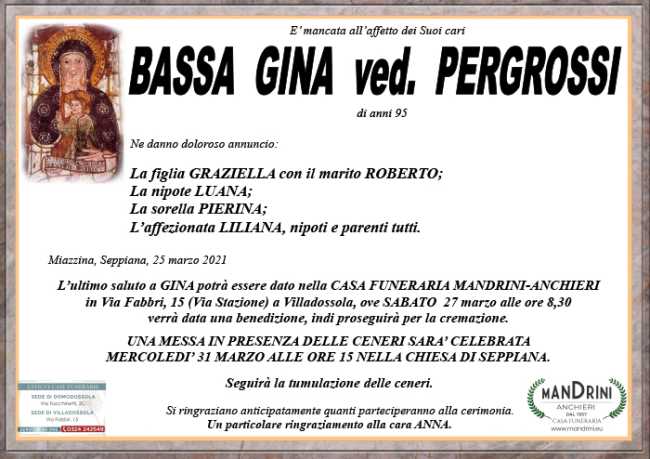 funebre BASSA GINA
