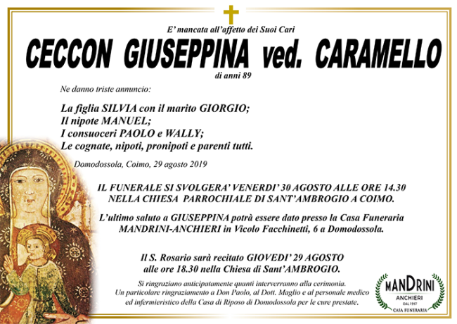 funebre CECCON GIUSEPPINA