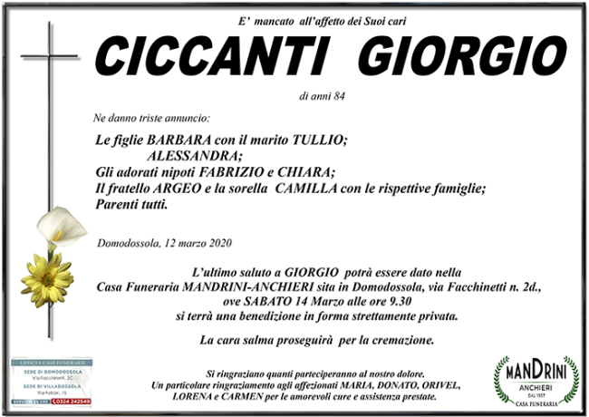 funebre CICCANTI GIORGIO
