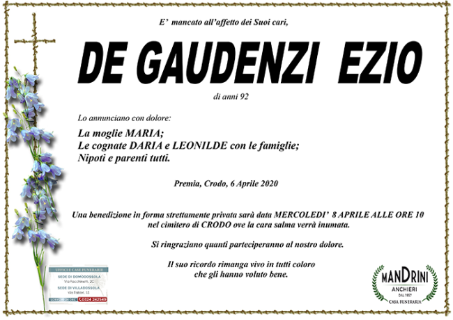 funebre DE GAUDENZI EZIO