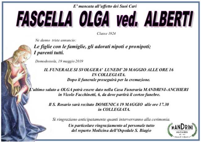 funebre FASCELLA OLGA