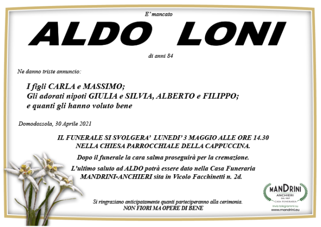 funebre LONI ALDO