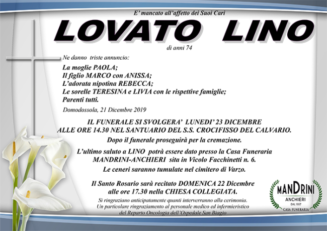 funebre LOVATO LINO