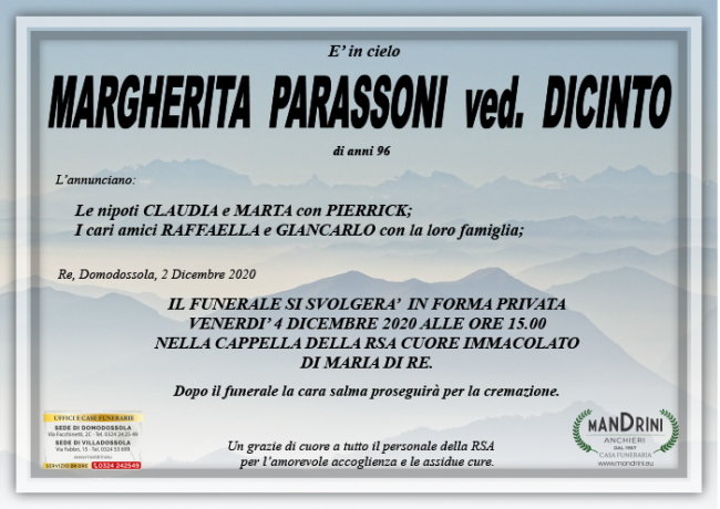funebre MARGHERITA PARASSONI