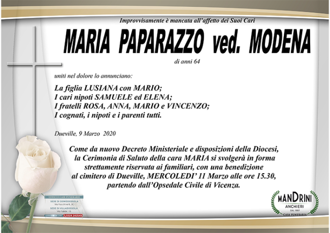funebre MARIA PAPARAZZO