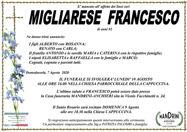 funebre MIGLIARESE FRANCESCO