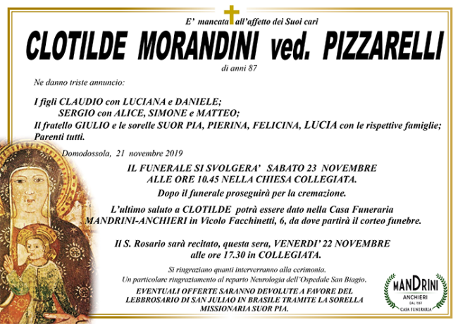 funebre MORANDINI pizzarelli CLOTILDE