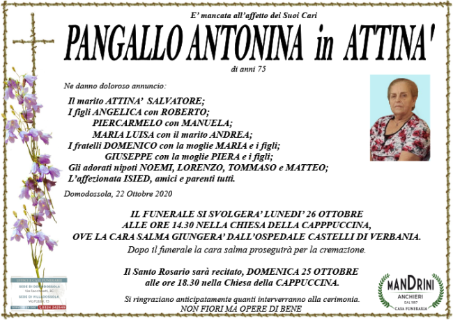 funebre PANGALLO ANTONINA