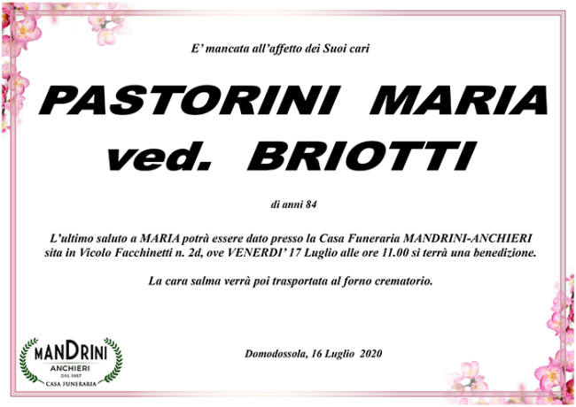 funebre PASTORINI MARIA