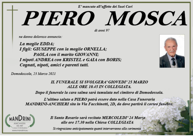 funebre PIERO MOSCA
