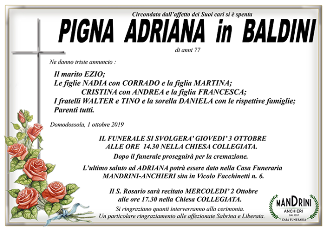 funebre PIGNA ADRIANA
