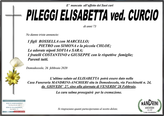 funebre PILEGGI ELISABETTA