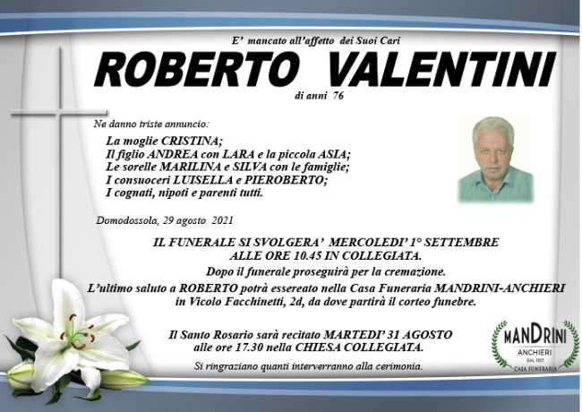 funebre ROBERTO VALENTINI