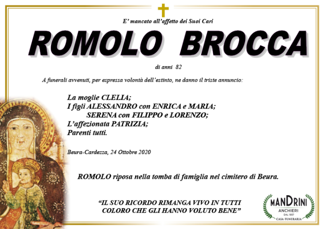 funebre ROMOLO BROCCA