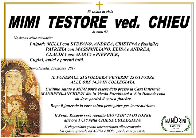 funebre TESTORE MIMI