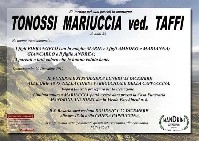 funebre TONOSSI MARIUCCIA