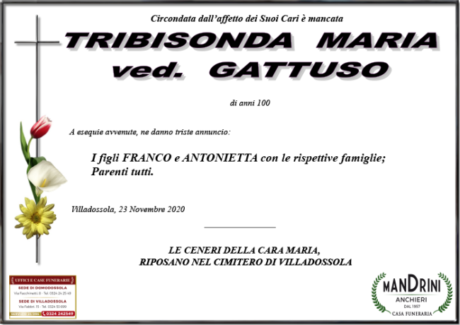 funebre TRIBISONDA MARIA