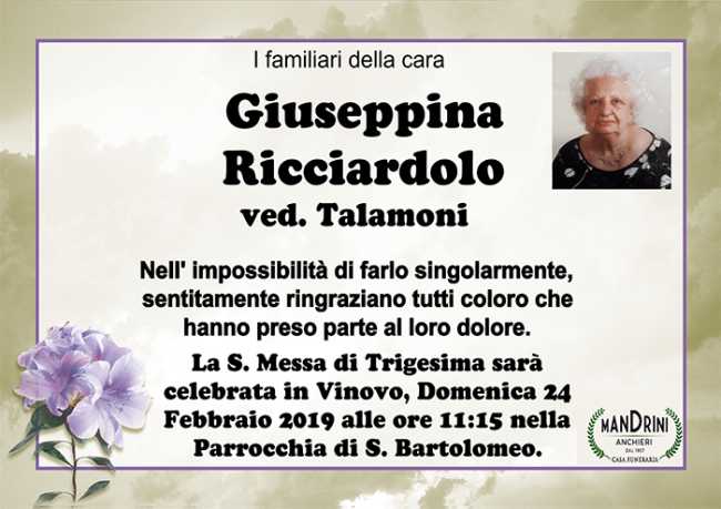 giuseppina ricciardolo ringraziamento