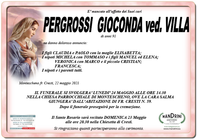 lilla FUNEBRE PERGROSSI GIOCONDA