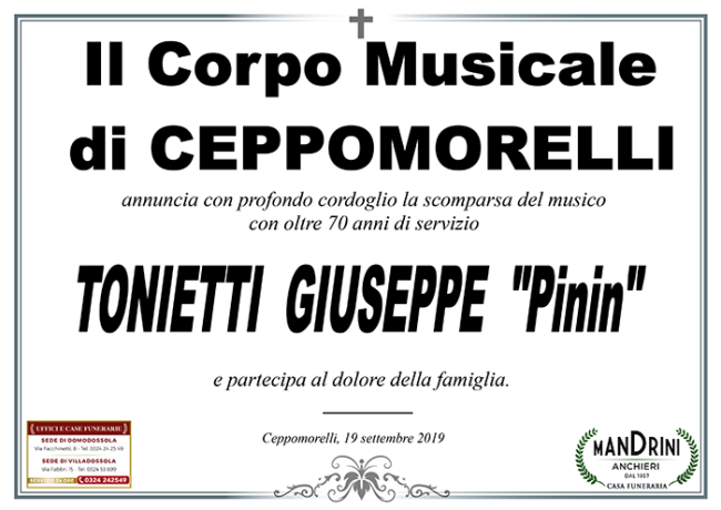 partecipazione CORPO MUSICALE CEPPOMORELLI PER TONIETTI