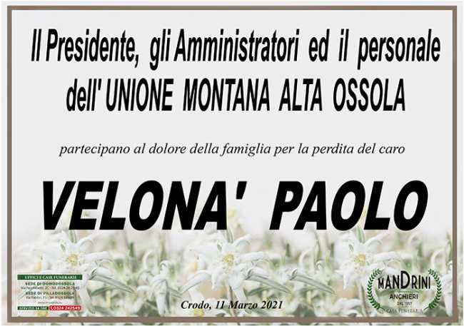 partecipazioni UNIONE MONTANA ALTA OSSOLA PER VELONA