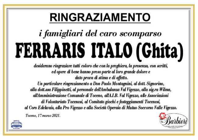 ring. Ferraris Italo