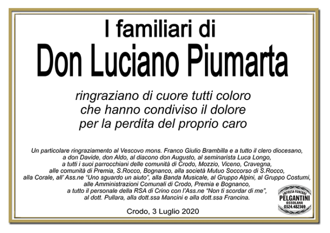 ringgraziamenti piumarta DON LUCIANO