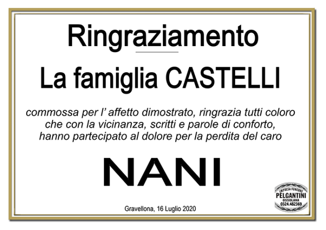 ringraziamento CASTELLI
