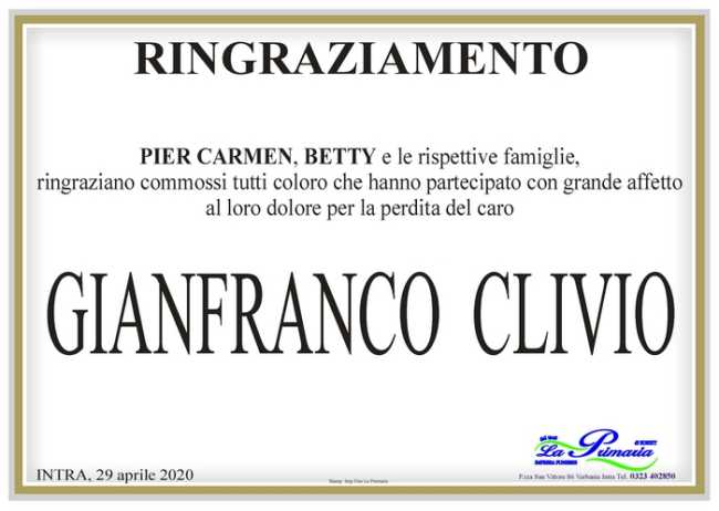 ringraziamento clivio
