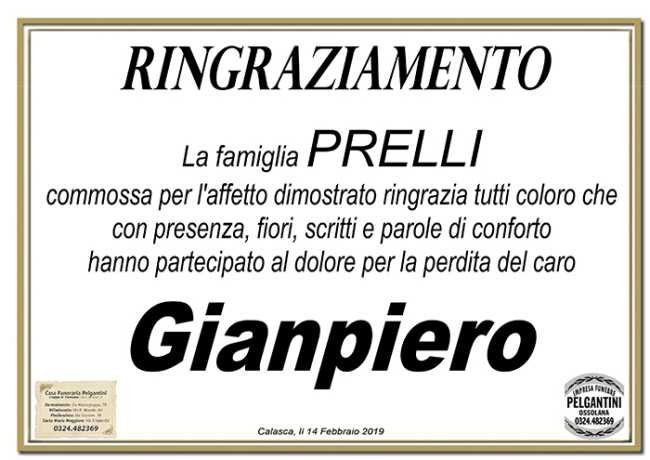 ringraziamento prelli