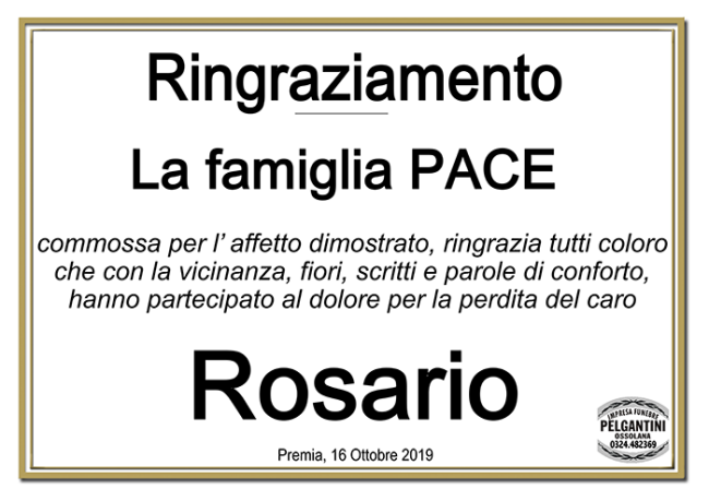 ringraziamento rosario PACE