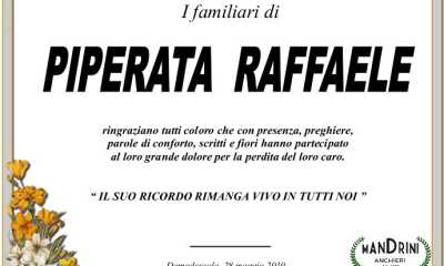 RINGRAZIAMENTO PIPERATA RAFFAELE