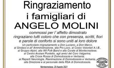Ringraziamenti per Angelo Molini