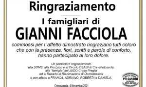 Ringraziamenti per Gianni Facciola