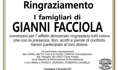 Ringraziamenti per Gianni Facciola