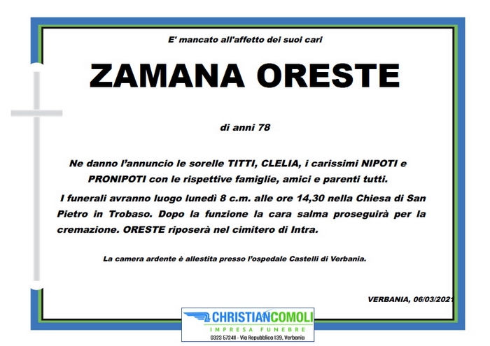 oreste zamana