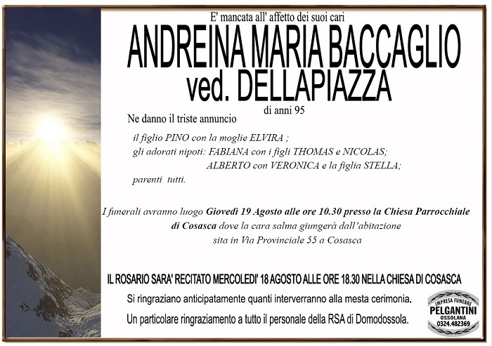 Andreina Maria Baccaglio ved. Dellapiazza