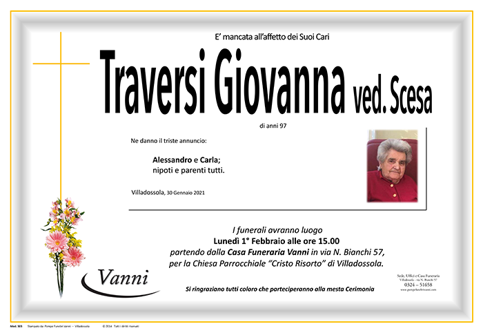 Annuncio mod. 303 Traversii